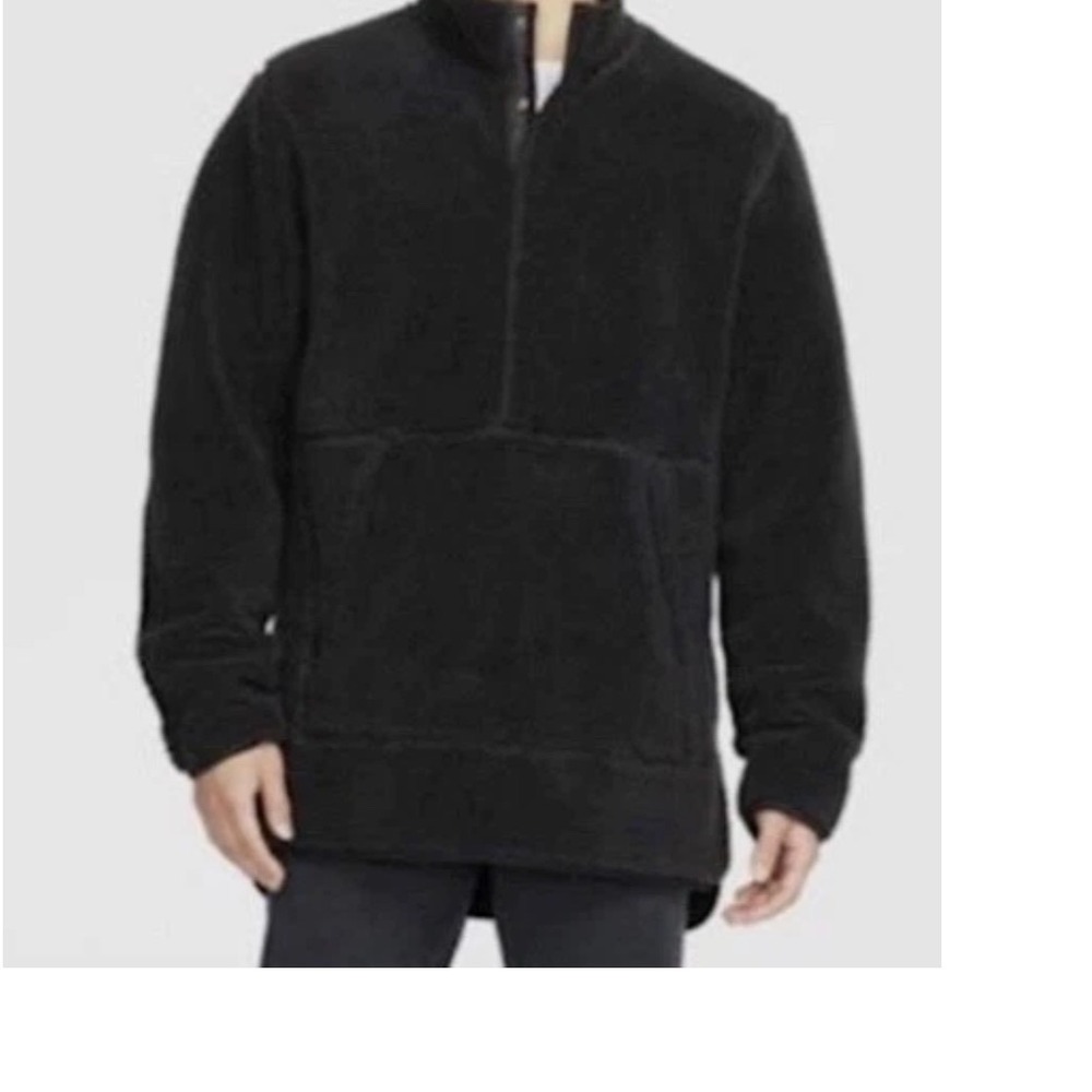 Nike Yoga Fleece Sherpa Quarter Snap Pullover Men's Size M Black Loose Fit
